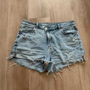 American Eagle Outfitters Light Blue Distressed Jean Shorts